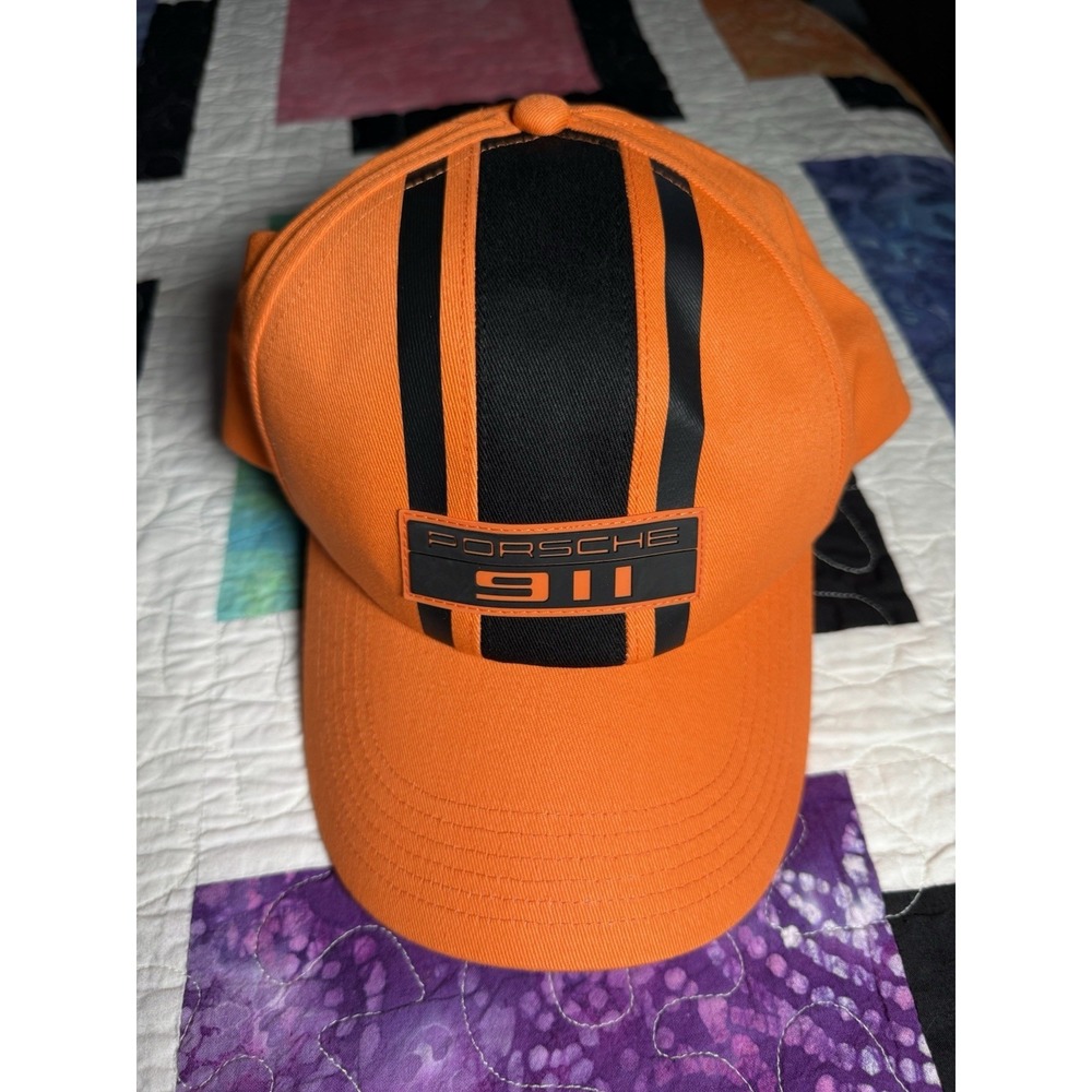 Porsche 911 Legacy PUMA Baseball Cap Silicone Logo Patch Orange Black Stripes